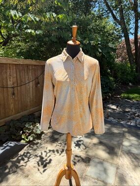 J. McLaughlin Gray/Blue & Orange Animal-Print Top